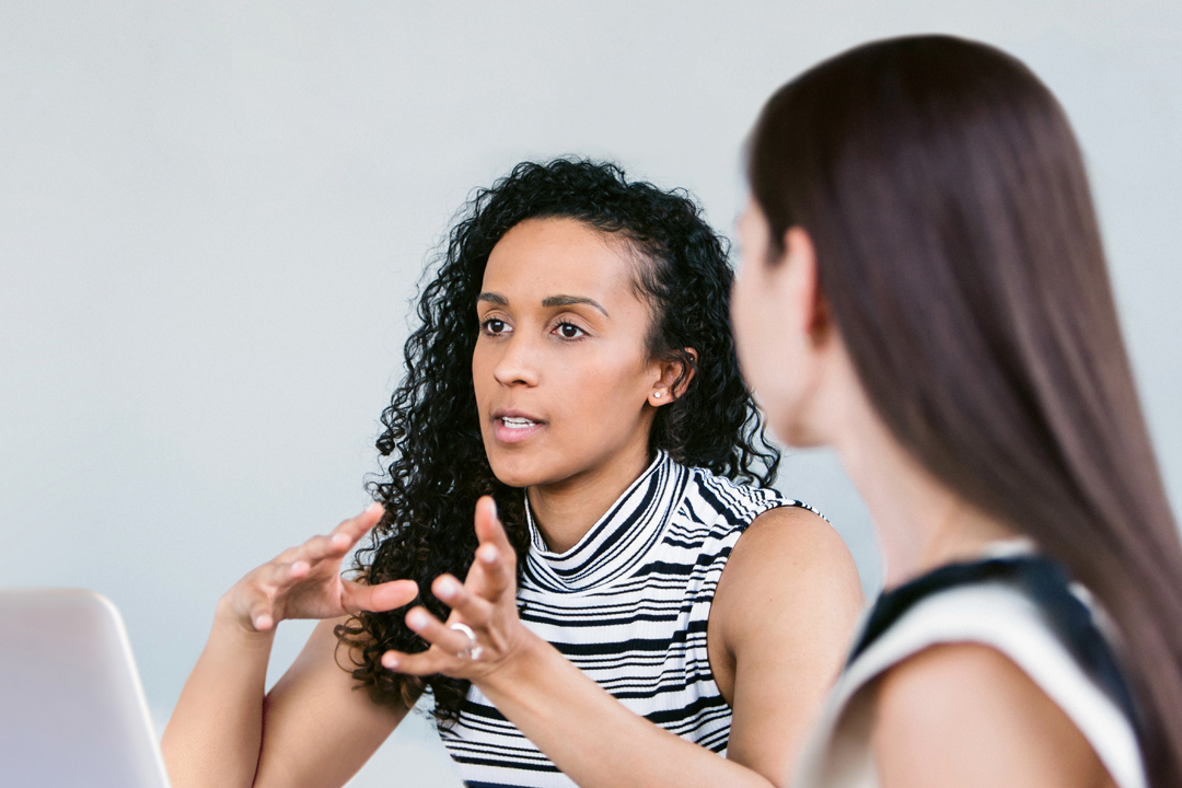 Two women meeting over computer 